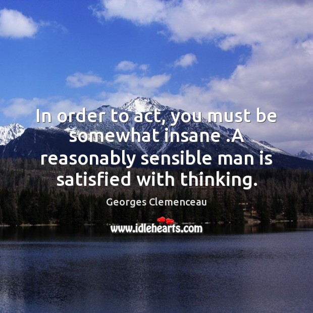 In order to act, you must be somewhat insane .A reasonably sensible Georges Clemenceau Picture Quote