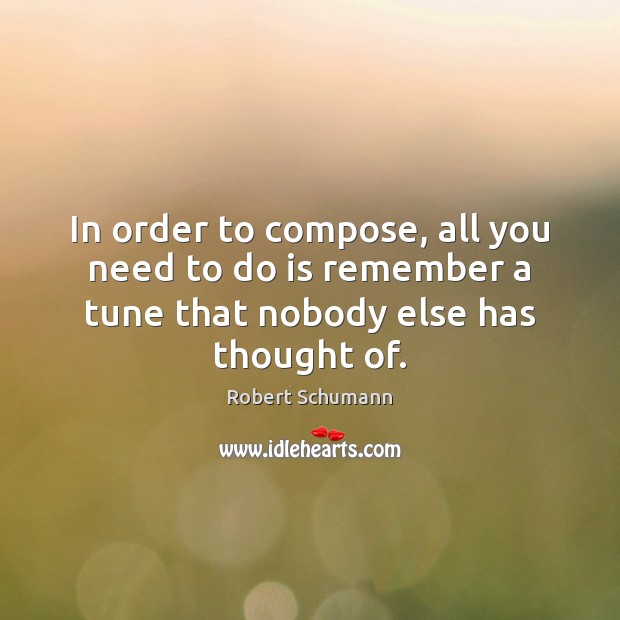 In order to compose, all you need to do is remember a Robert Schumann Picture Quote