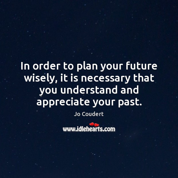 In order to plan your future wisely, it is necessary that you Jo Coudert Picture Quote