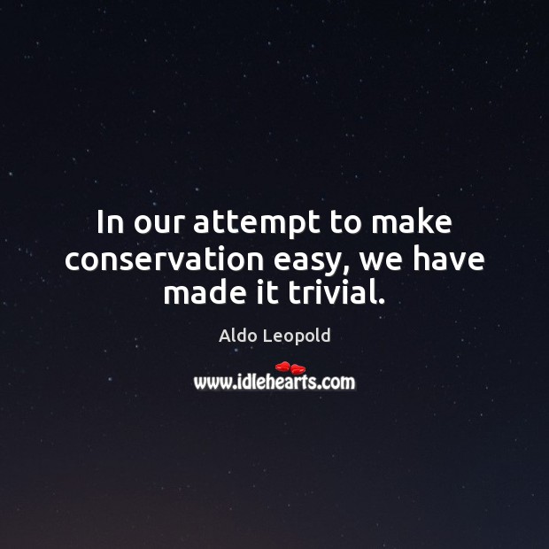 In our attempt to make conservation easy, we have made it trivial. Aldo Leopold Picture Quote