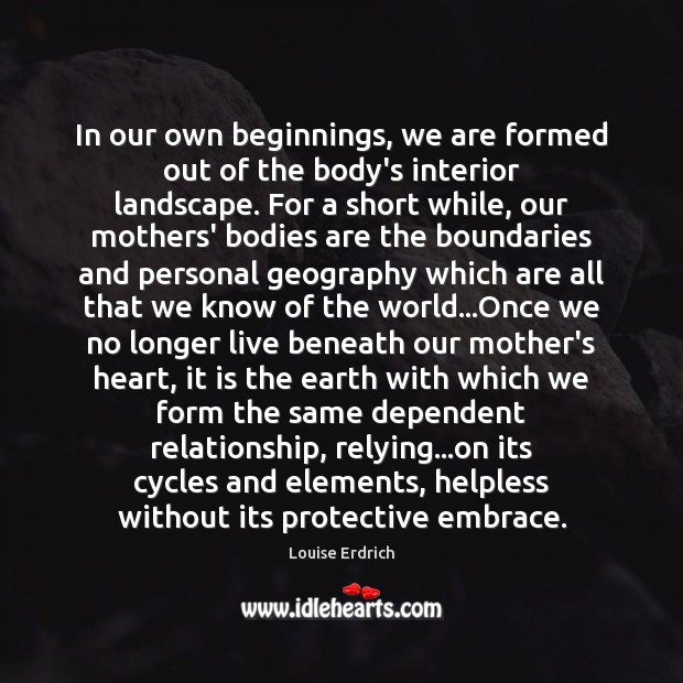 In our own beginnings, we are formed out of the body’s interior Image