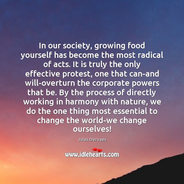 In our society, growing food yourself has become the most radical of Jules Dervaes Picture Quote