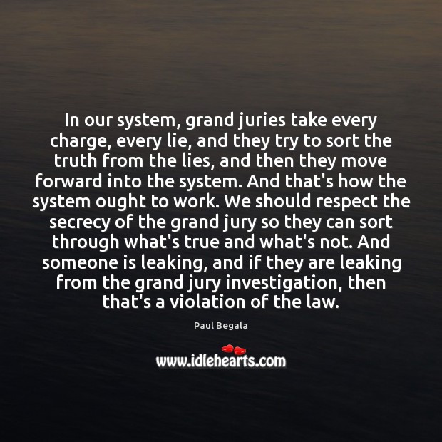 In our system, grand juries take every charge, every lie, and they Image