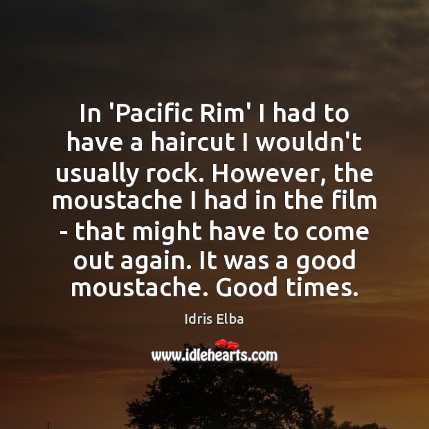 In ‘Pacific Rim’ I had to have a haircut I wouldn’t usually Idris Elba Picture Quote