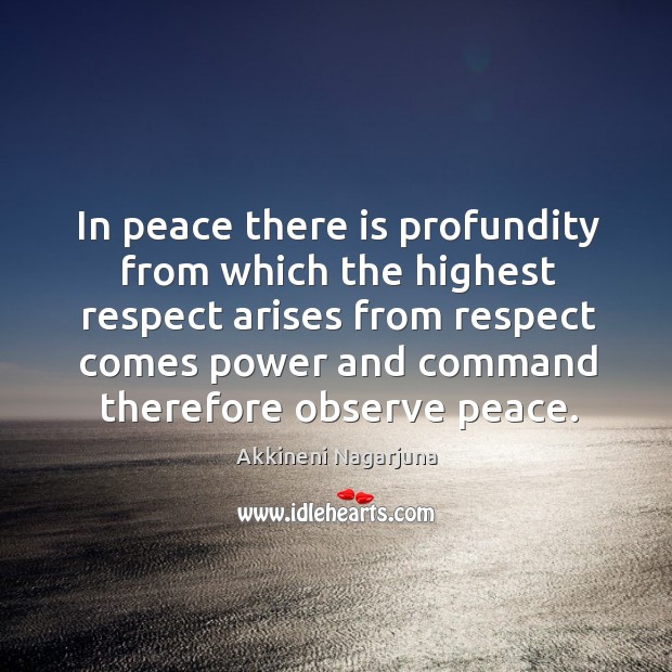 In peace there is profundity from which the highest respect arises from Image