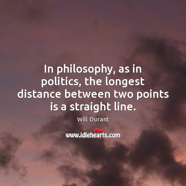 In philosophy, as in politics, the longest distance between two points is a straight line. Image
