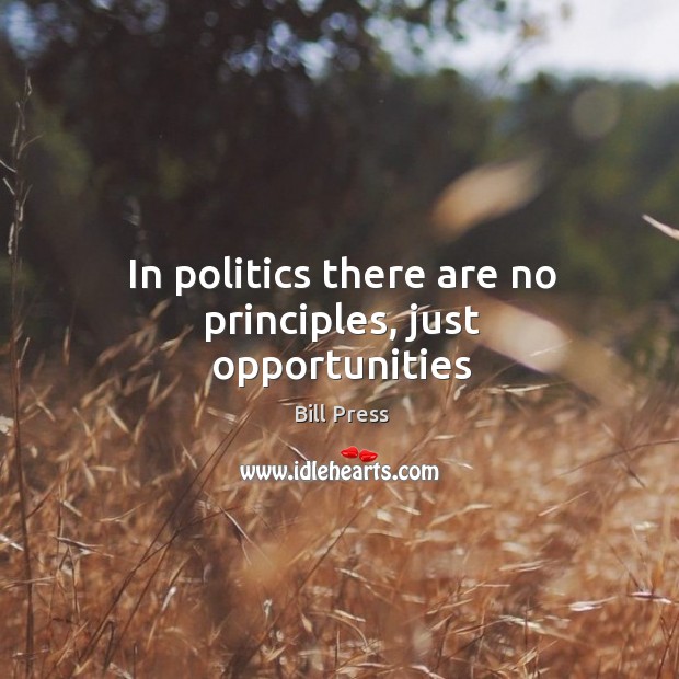 In politics there are no principles, just opportunities Bill Press Picture Quote