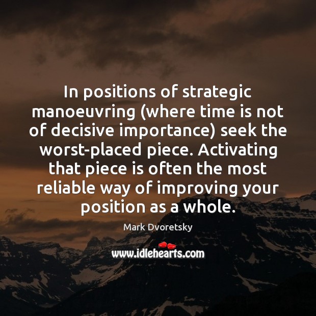 In positions of strategic manoeuvring (where time is not of decisive importance) Mark Dvoretsky Picture Quote