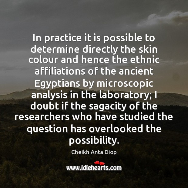 In practice it is possible to determine directly the skin colour and Cheikh Anta Diop Picture Quote