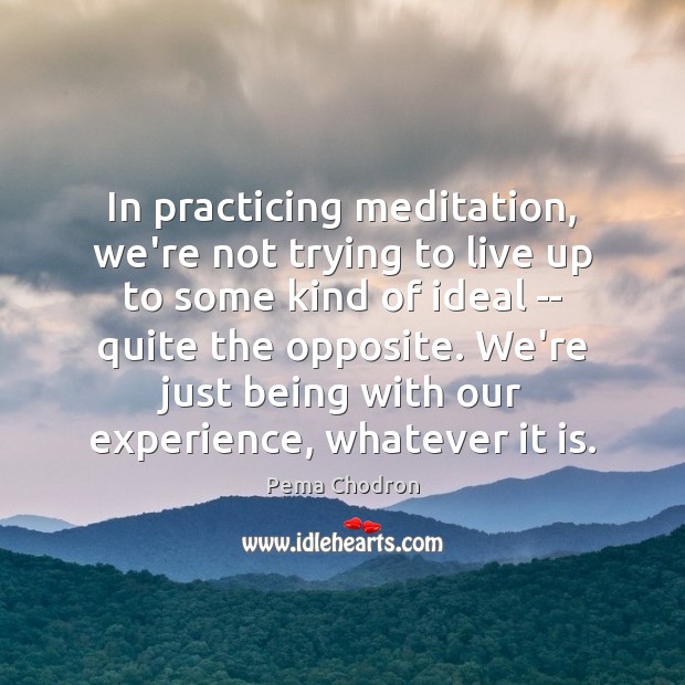 In practicing meditation, we’re not trying to live up to some kind Pema Chodron Picture Quote