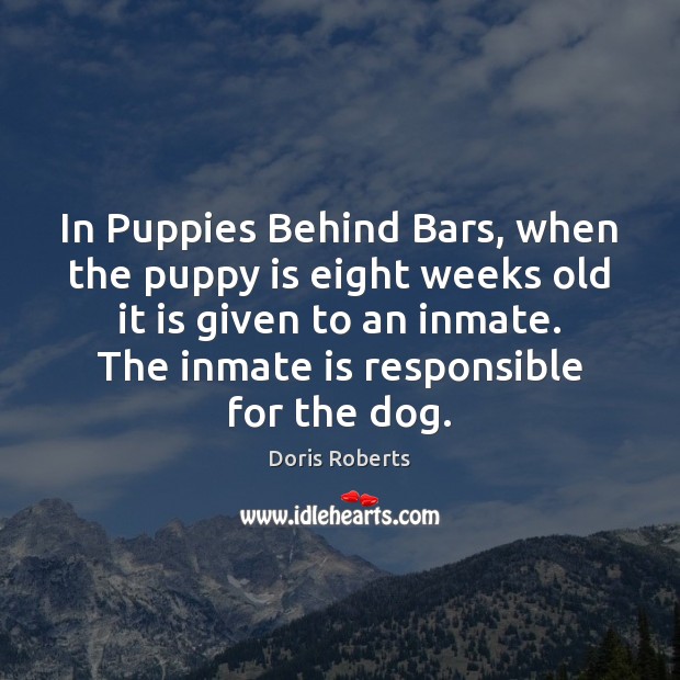 In Puppies Behind Bars, when the puppy is eight weeks old it Image