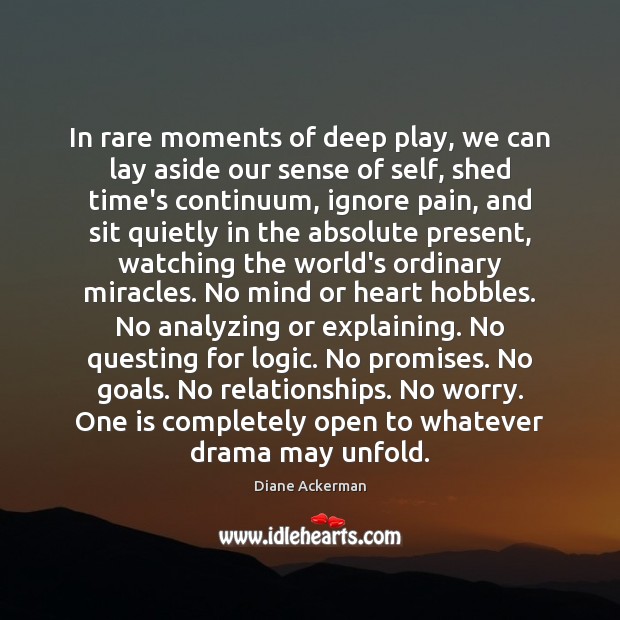 In rare moments of deep play, we can lay aside our sense Diane Ackerman Picture Quote