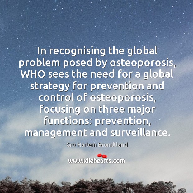 In recognising the global problem posed by osteoporosis Gro Harlem Brundtland Picture Quote