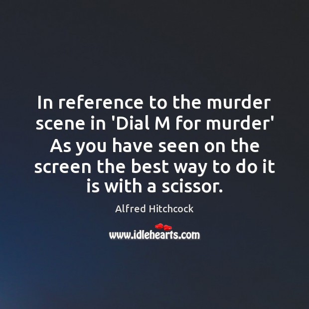 In reference to the murder scene in ‘Dial M for murder’ As Image
