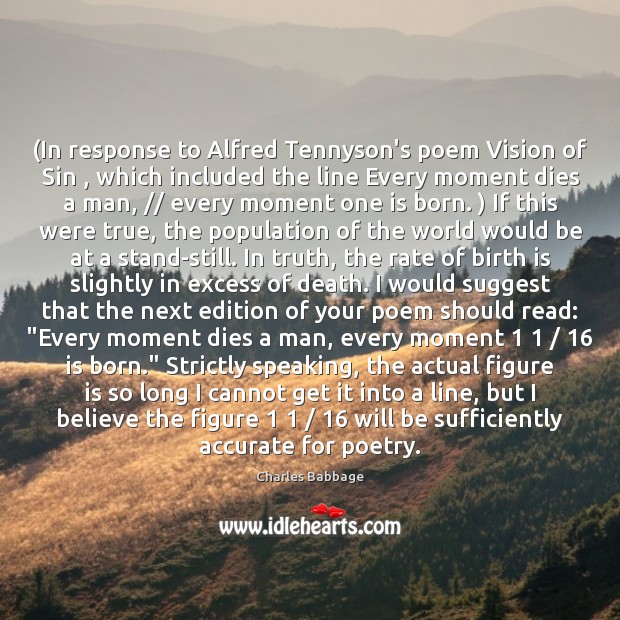 (In response to Alfred Tennyson’s poem Vision of Sin , which included the Image