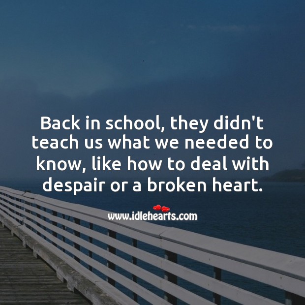 In school, they should have thought us… How to deal with despair or a broken heart. Broken Heart Messages Image