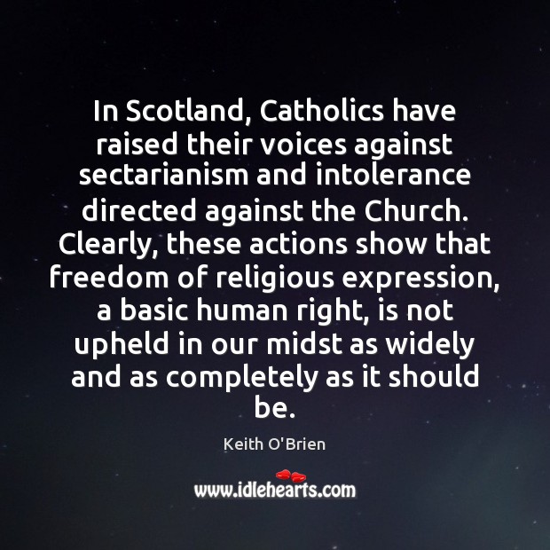 In Scotland, Catholics have raised their voices against sectarianism and intolerance directed Image