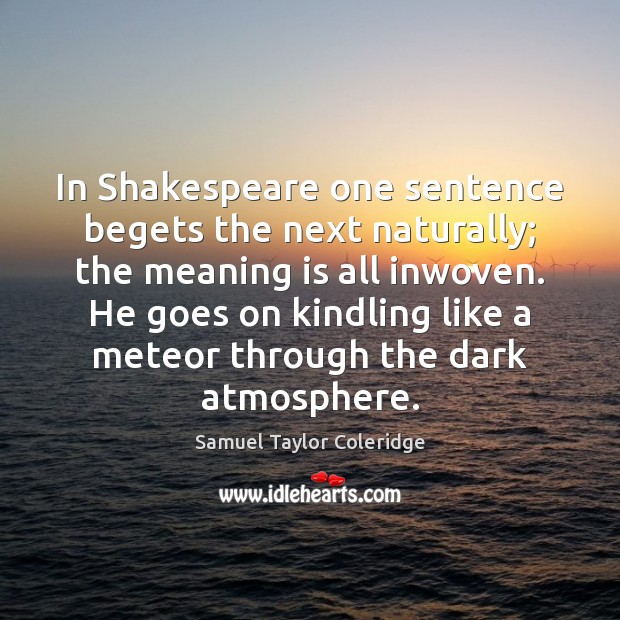 In Shakespeare one sentence begets the next naturally; the meaning is all Image