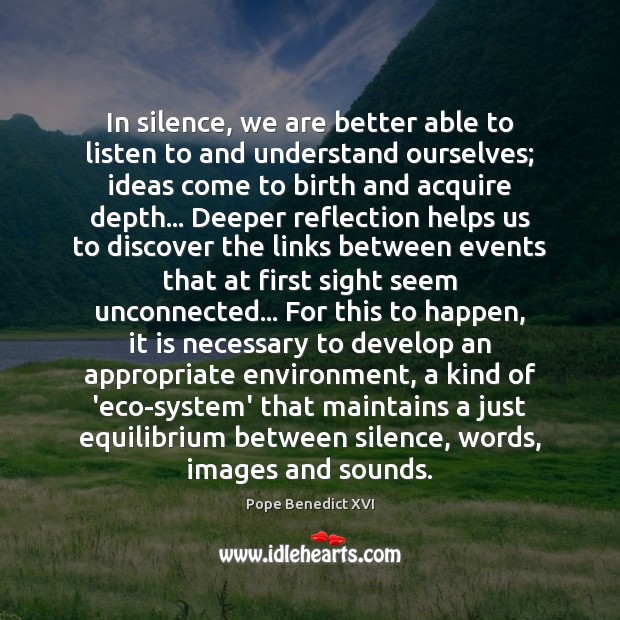 In silence, we are better able to listen to and understand ourselves; Environment Quotes Image