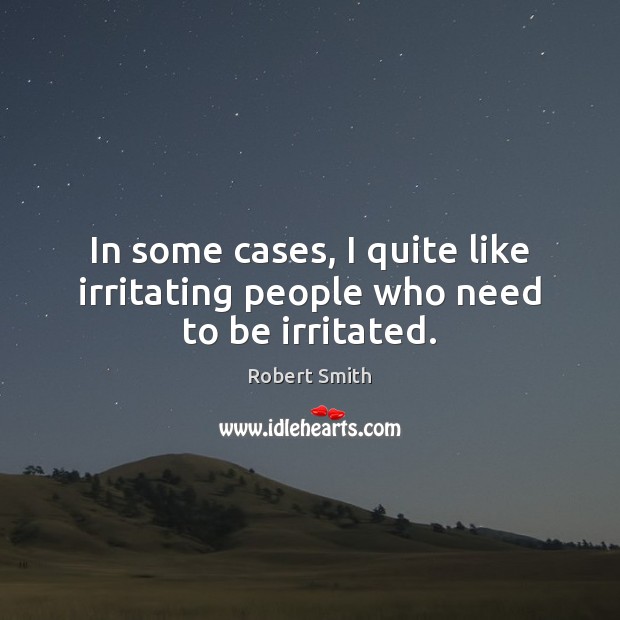 In some cases, I quite like irritating people who need to be irritated. Robert Smith Picture Quote