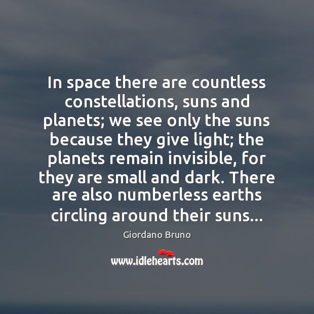 In space there are countless constellations, suns and planets; we see only Giordano Bruno Picture Quote