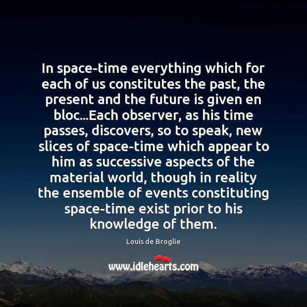 In space-time everything which for each of us constitutes the past, the Image