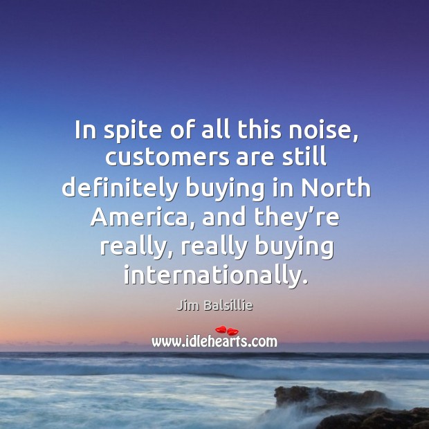 In spite of all this noise, customers are still definitely buying in north america Jim Balsillie Picture Quote
