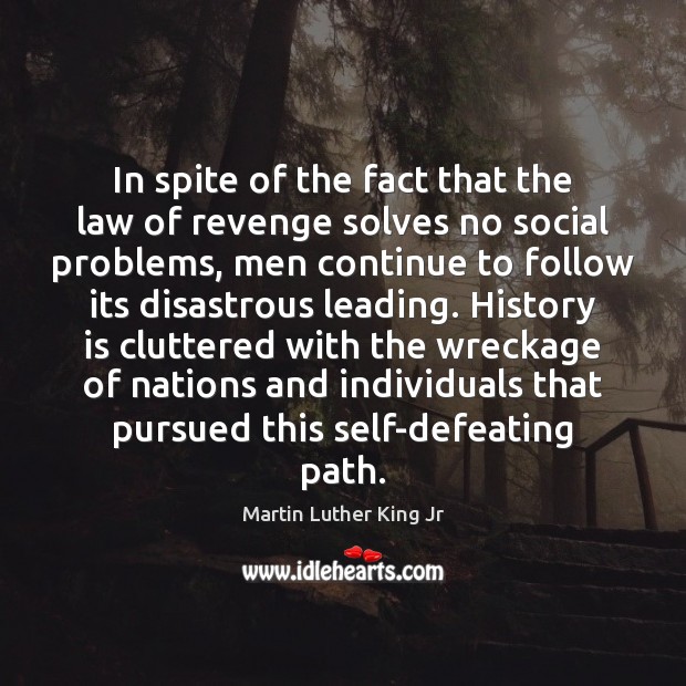 In spite of the fact that the law of revenge solves no History Quotes Image