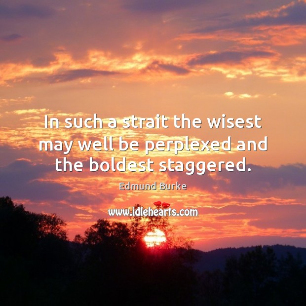 In such a strait the wisest may well be perplexed and the boldest staggered. Image