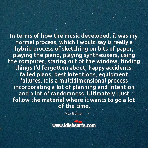 In terms of how the music developed, it was my normal process, Max Richter Picture Quote