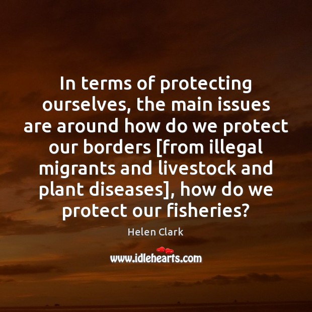 In terms of protecting ourselves, the main issues are around how do Helen Clark Picture Quote