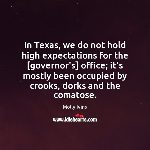 In Texas, we do not hold high expectations for the [governor’s] office; Image