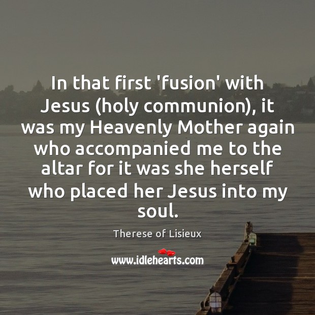 In that first ‘fusion’ with Jesus (holy communion), it was my Heavenly Image