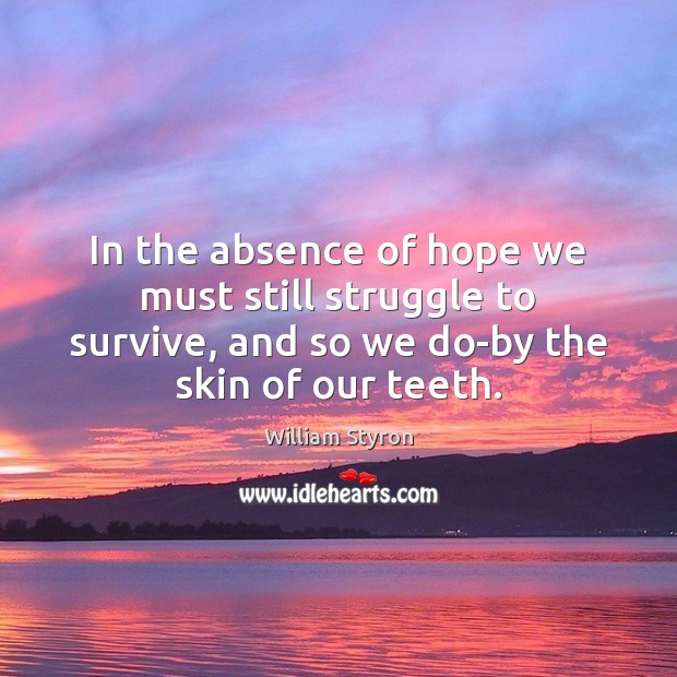 In the absence of hope we must still struggle to survive, and William Styron Picture Quote