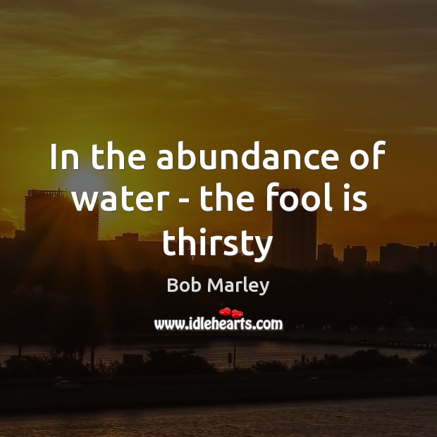 In the abundance of water – the fool is thirsty Bob Marley Picture Quote