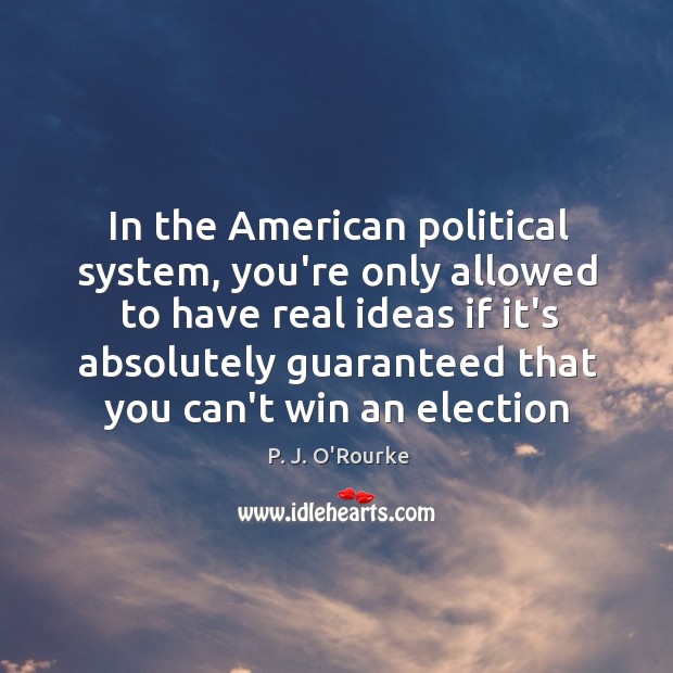 In the American political system, you’re only allowed to have real ideas P. J. O’Rourke Picture Quote