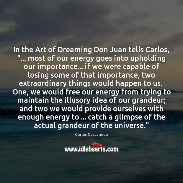 In the Art of Dreaming Don Juan tells Carlos, “… most of our Image