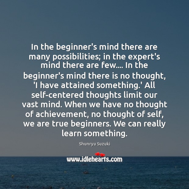 In the beginner’s mind there are many possibilities; in the expert’s mind Shunryu Suzuki Picture Quote
