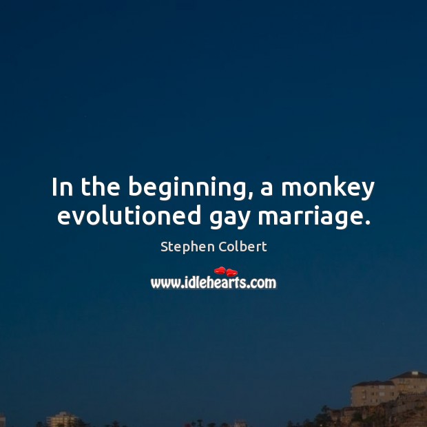 In the beginning, a monkey evolutioned gay marriage. Image