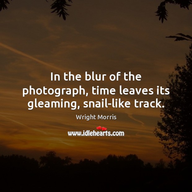 In the blur of the photograph, time leaves its gleaming, snail-like track. Wright Morris Picture Quote