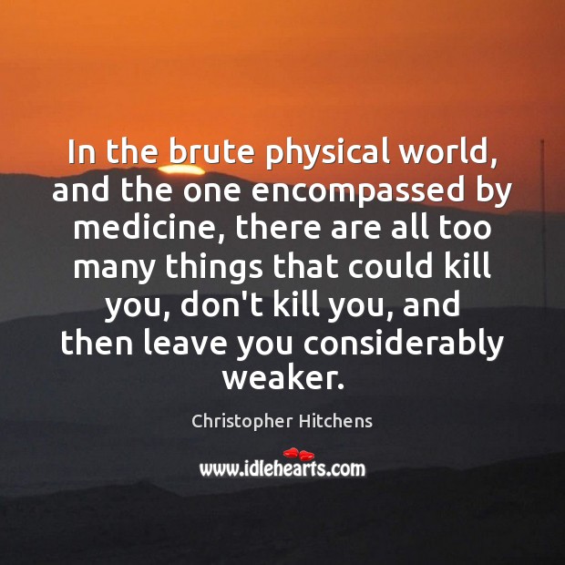 In the brute physical world, and the one encompassed by medicine, there Christopher Hitchens Picture Quote