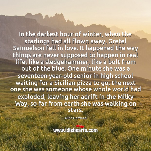 In the darkest hour of winter, when the starlings had all flown Alice Hoffman Picture Quote