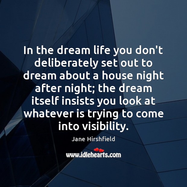 In the dream life you don’t deliberately set out to dream about Jane Hirshfield Picture Quote