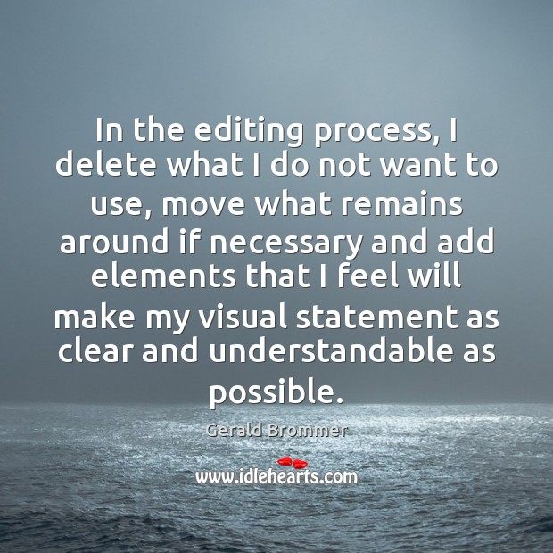 In the editing process, I delete what I do not want to Gerald Brommer Picture Quote
