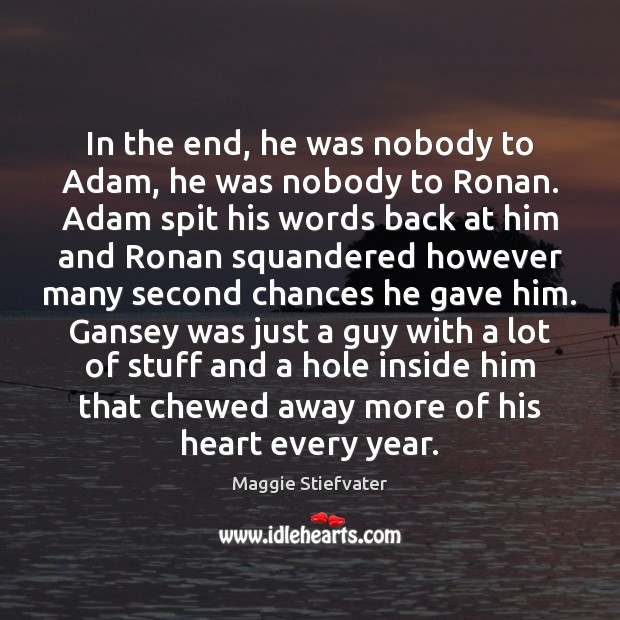 In the end, he was nobody to Adam, he was nobody to Maggie Stiefvater Picture Quote