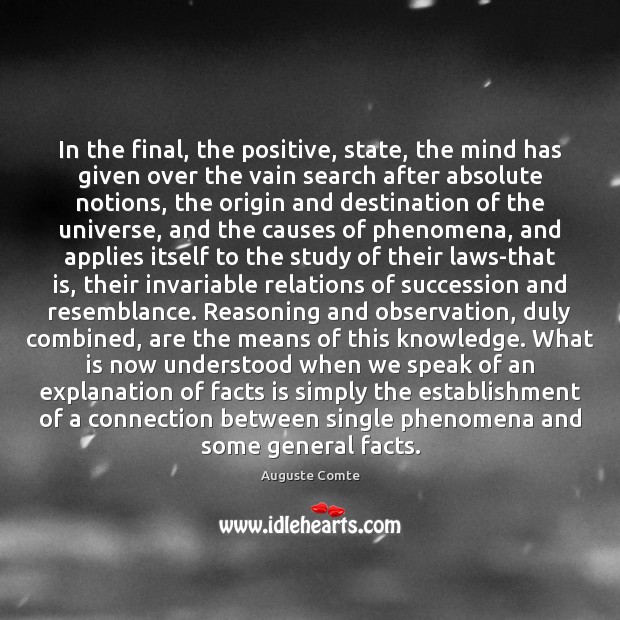 In the final, the positive, state, the mind has given over the Image