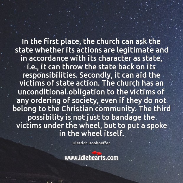 In the first place, the church can ask the state whether its Image