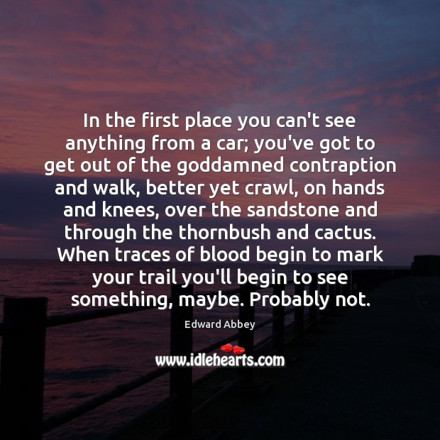 In the first place you can’t see anything from a car; you’ve Image