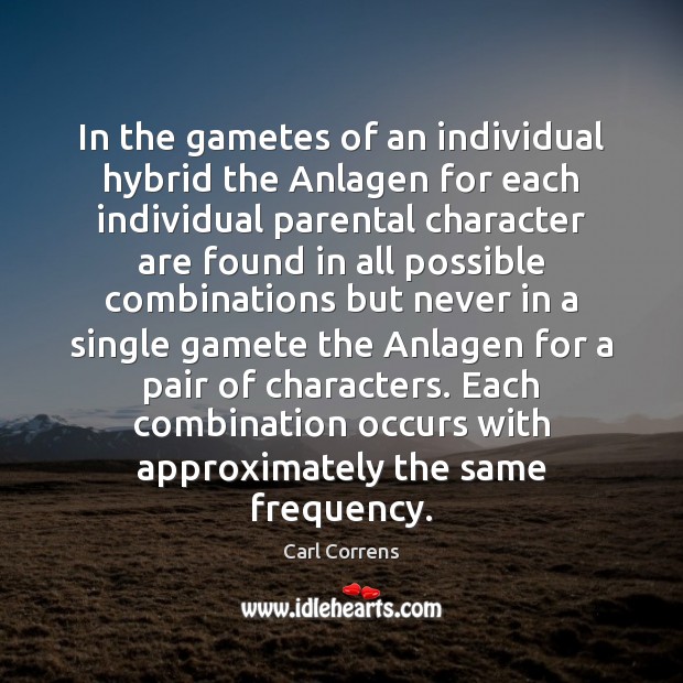 In the gametes of an individual hybrid the Anlagen for each individual Image