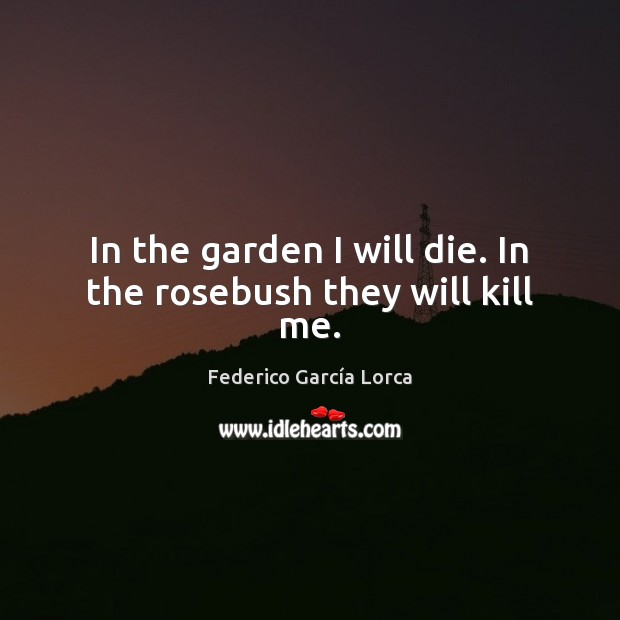 In the garden I will die. In the rosebush they will kill me. Federico García Lorca Picture Quote